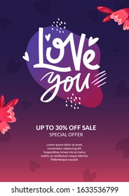 Saint Valentine's Day background with text. Vector holiday design for greeting cards and posters.