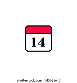 Saint Valentine's day calendar date 14th of February icon