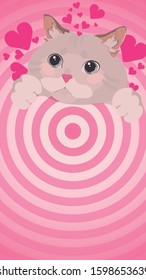 Saint Valentine's day. Cats with hearts. Love day