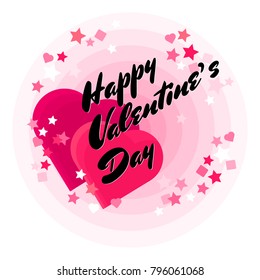 Saint Valentines day greeting card template with red hearts. Vector illustration. Happy Valentines Day stylish poster.