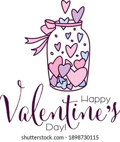 Saint Valentines day Greeting cards with hearts and lettering