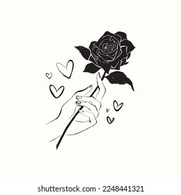 Saint Valentine's day hand drawn trendy vector illustration. Love card design. Cute doodle romantic. Romantic poster, greeting banner, trendy t-shirt print
