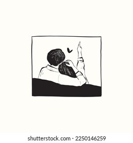 Saint Valentine's day hand drawn trendy vector illustration. Love card design. Cute doodle romantic. Romantic poster, greeting banner, trendy t-shirt print