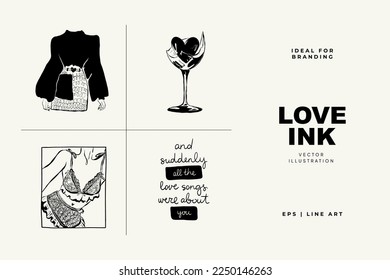 Saint Valentine's day hand drawn trendy vector illustration. Love card design. Cute doodle romantic. Romantic poster, greeting banner, trendy t-shirt print
