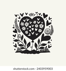 Saint Valentine's day hand drawn trendy vector illustration. Love card design. Cute doodle romantic. Romantic poster, greeting banner, trendy t-shirt print