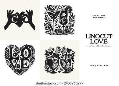 Saint Valentine's day hand drawn trendy vector illustration. Love card design. Cute doodle romantic. Romantic poster, greeting banner, trendy t-shirt print