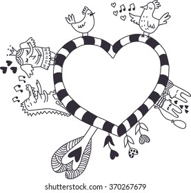 Saint valentine's day heart design element with cute character illustrations