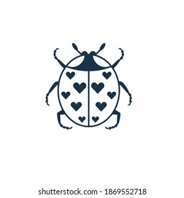 Saint Valentines Day icon with ladybug. thin line ladybird illustration.