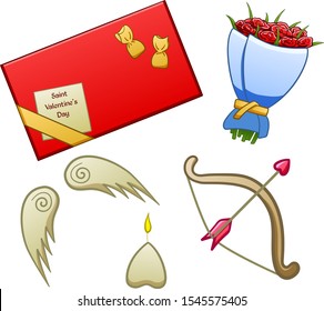 Saint Valentine's Day set on white background