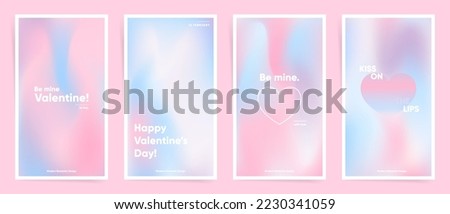 Saint Valentine's Day stories template. Lovely modern art poster cover design. Invitations, greeting cards or post templates with valentine day gradients. Wavy pink gradient layout wallpaper set.