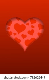 Saint Valentine's Day. Template postcard with heart in paper style for your design. Vector illustration.