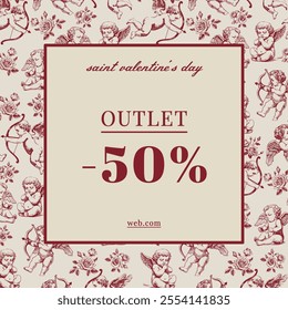  Saint Valentine's Day Vector Social Media Sale Outlet Posts