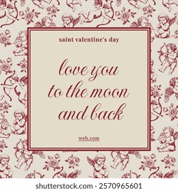 Saint Valentine's Day Vector Social Media Sale Outlet Posts, Quotes