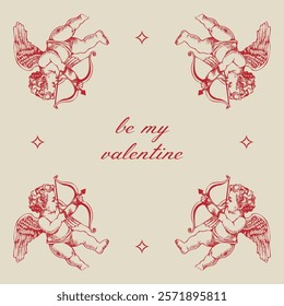 Saint Valentine's Day vector social media posts with of cute illustration