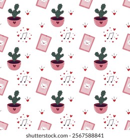 Saint Valentine's seamless pattern with love elements