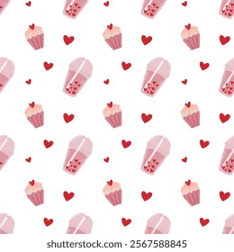 Saint Valentines Sweet Treats Pattern with Hearts