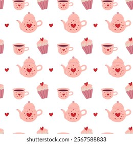 Saint Valentines Teapot and Cupcake Pattern