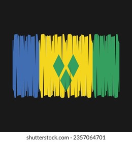 Saint Vincent flag with brush stroke vector Illustration