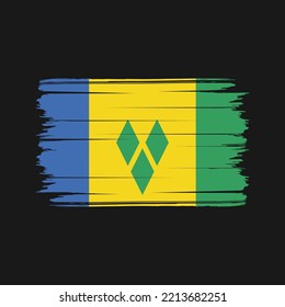 Saint Vincent Flag Brush Strokes Painted