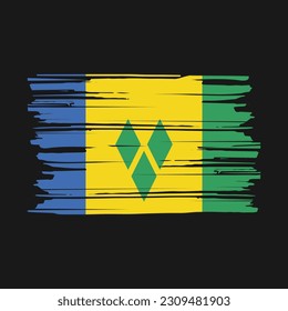 Saint Vincent Flag Brush Vector Illustration