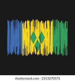 Saint Vincent Flag Brush Vector Illustration