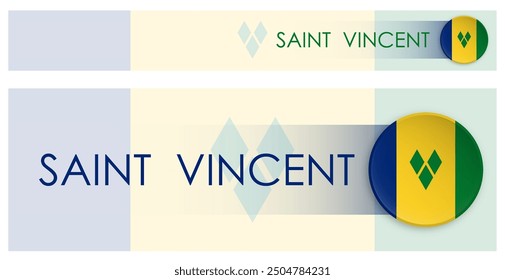 St. Vincent Fahne horizontalen Web-Banner im modernen Neomorphismus Stil. Startseite Saint Vincent Land Header-Taste für mobile Anwendung oder Internet-Site. Vektorgrafik