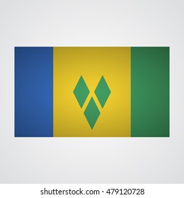 Saint Vincent flag flag on a gray background. Vector illustration