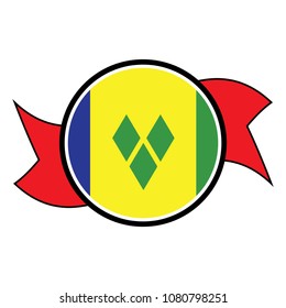 Saint Vincent flag in round button of icon. flag logo of Saint Vincent emblem isolated on white background, Saint Vincent national concept sign, Vector illustration.