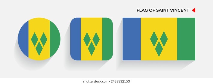Saint Vincent flags arranged in round, square and rectangular shapes