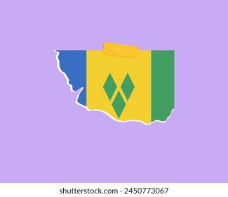 Saint Vincent And G. flag paper texture, single-piece element, vector design, Saint Vincent And G. flag taped on wall, decoration or celebration idea