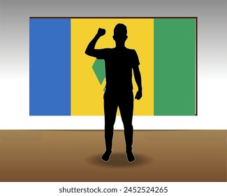 Saint Vincent And G. flag paper texture, single-piece element, vector design, Saint Vincent And G. flag taped on wall, decoration or celebration idea