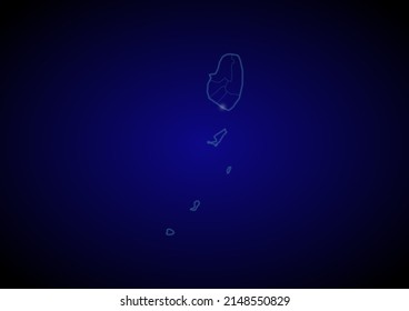 Saint Vincent and the Grenadines concept vector map with glowing cities, map of Saint Vincent and the Grenadines suitable for technology,innovation or internet concepts.
