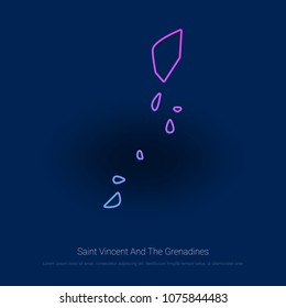 Saint Vincent And The Grenadines Country Map Blue Presentaion Background