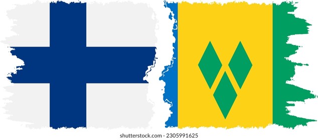 Saint Vincent and the Grenadines and Finland grunge flags connection, vector