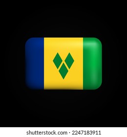 Saint Vincent And The Grenadines Flag 3D Icon. National Flag of Saint Vincent And The Grenadines. Vector illustration