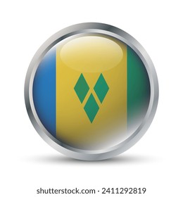 Saint Vincent and the Grenadines Flag 3D Badge Illustration