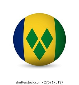Saint Vincent and the Grenadines flag - 3D sphere in colours of flag representing a country cultural identity and heritage. The essence of national pride and unity. Vector object on white background.
