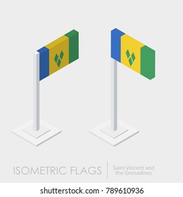 Saint Vincent and the Grenadines flag 3d isometric style