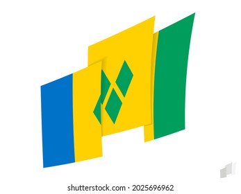 Saint Vincent and the Grenadines flag in an abstract ripped design. Modern design of the Saint Vincent and the Grenadines flag. Vector icon.