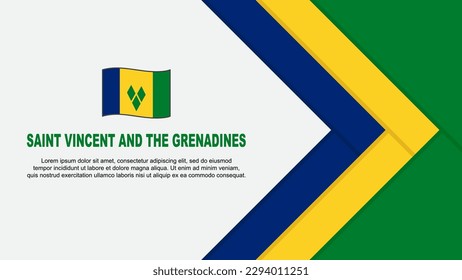 Saint Vincent And The Grenadines Flag Abstract Background Design Template. Saint Vincent And The Grenadines Independence Day Banner Cartoon Vector Illustration. Cartoon
