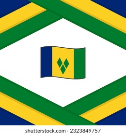 Saint Vincent And The Grenadines Flag Abstract Background Design Template. Saint Vincent And The Grenadines Independence Day Banner Social Media Post. Template