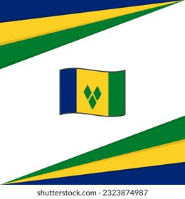 Saint Vincent And The Grenadines Flag Abstract Background Design Template. Saint Vincent And The Grenadines Independence Day Banner Social Media Post. Design