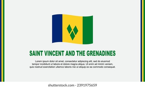 Saint Vincent And The Grenadines Flag Abstract Background Design Template. Saint Vincent And The Grenadines Independence Day Banner Social Media Vector Illustration. Cartoon