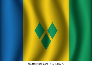 Saint Vincent and Grenadines flag background with cloth texture.Saint Vincent and Grenadines Flag vector illustration eps10.