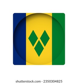 Saint Vincent and the Grenadines flag - behind the cut circle paper hole with inner shadow.