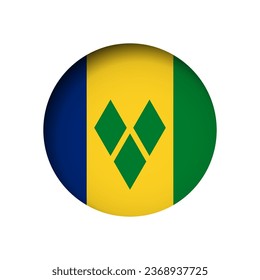 Saint Vincent and the Grenadines flag - behind the cut circle paper hole with inner shadow.