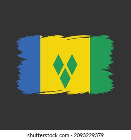 Saint Vincent and The Grenadines flag brush strokes painted 