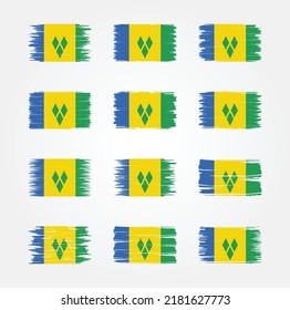 St. Vincent und die Grenadinen Flag Brush Collection. Nationalflagge