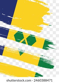Pintura de pincel de la bandera de San Vicente y las Granadinas con textura aislada en png o fondo transparente. Ilustración vectorial