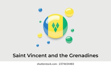 Saint Vincent and the Grenadines flag bubble circle round shape icon colorful vector illustration